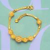 Picture of Ball Bead Flat Curb Chain Bracelet Gold Plated (15.5-16.5cm)