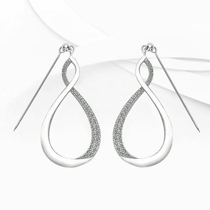 Picture of Twisted Infinity Hijab Drop Earrings Rhodium Plated