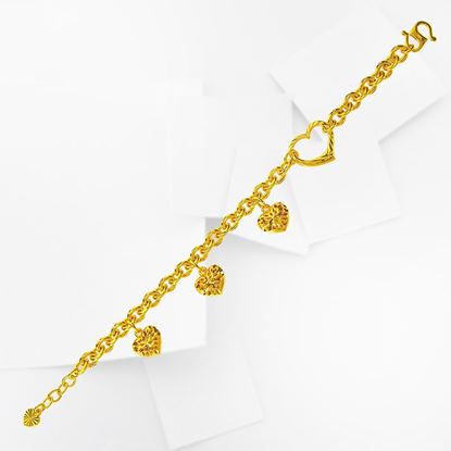 Picture of Mixed Heart Chain Bracelet Gold Plated (16-17cm)