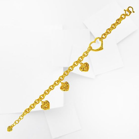 Picture of Gold Plated Bracelet Jewellery (Rantai Tangan 3 Love Gantung) (BT5053)