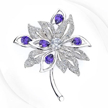 Picture of Rhodium Plated Brooch Jewellery (Kerongsang Kesuma) (BH5100)