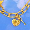 Picture of Heart Lock & Key Paperclip Chain Bracelet Gold Plated (16-17cm)