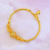 Picture of Mix Bead Ball Charms Bangle Bracelet Gold Plated Adjustable (45-50mm)