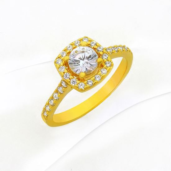 Picture of Square Halo Engagement Ring Gold Plated