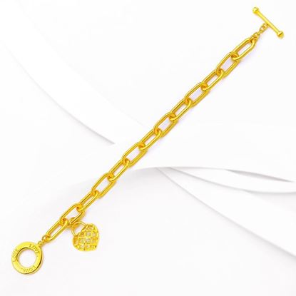 Picture of Paperclip Chain T-Bar Toggle Bracelet Gold Plated (16.5cm)