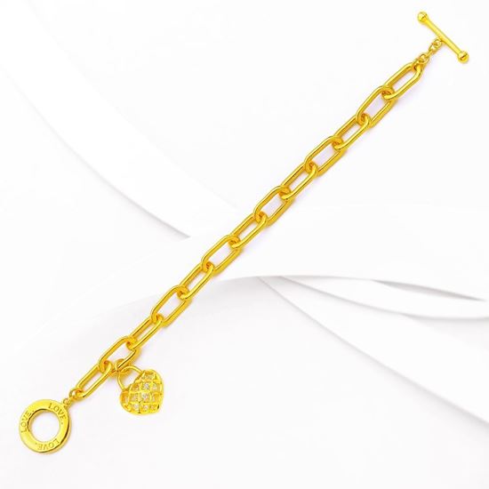 Picture of Paperclip Chain T-Bar Toggle Bracelet Gold Plated (19cm)
