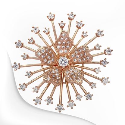 Picture of Blooming Orchid Flower Brooch Rose Gold Plated