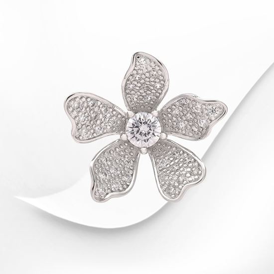 Picture of Mini Orchid Flower Brooch Rhodium Plated