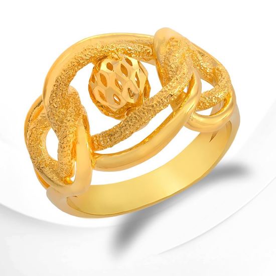 Picture of Double Link Chain Ring Gold Plated with Rotatable Bead (Coco Bola)