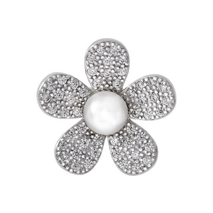 Picture of Petite Turnera Flower Brooch Rhodium Plated