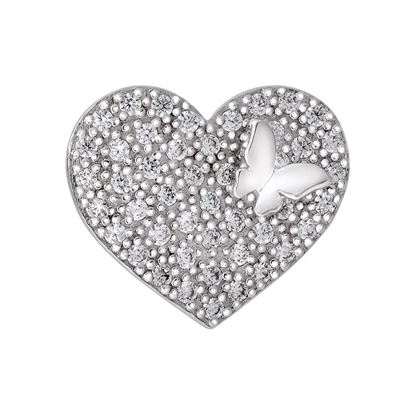 Picture of Butterfly on Heart Brooch Rhodium Plated