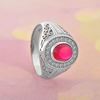Picture of Ruby CZ Cabochon Signet Ring Sterling Silver