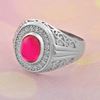 Picture of Ruby CZ Cabochon Signet Ring Sterling Silver