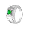 Picture of Square Green CZ Signet Ring Sterling Silver