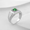 Picture of Square Green CZ Signet Ring Sterling Silver