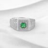 Picture of Square Green CZ Signet Ring Sterling Silver