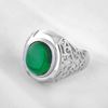 Picture of Green CZ Cabochon Signet Ring Sterling Silver