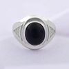 Picture of CZ Black Onyx Cabochon Signet Ring Sterling Silver