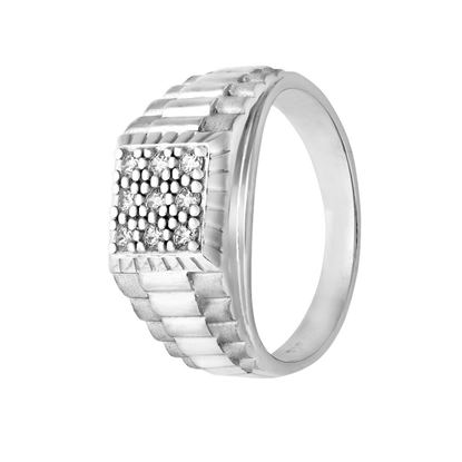 Picture of Pave CZ Square Ridge Signet Ring Sterling Silver