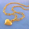 Picture of Heart Necklace Gold Plated with Mix Paperclip & Curb Chain