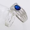 Picture of Blue CZ Wide Signet Ring Rhodium Plated for Men