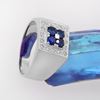 Picture of Flat Square Signet Ring Rhodium Plated with Blue CZ