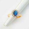 Picture of Oval Blue CZ Halo Ring Gold Plated