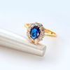Picture of Oval Blue CZ Halo Ring Gold Plated