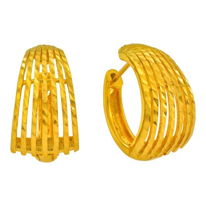 Picture of Wide Layered Band Hoop Earrings Gold Plated