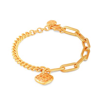 Picture of Mix Paperclip Curb Chain Heart Bracelet Gold Plated for Kids (13-14cm)