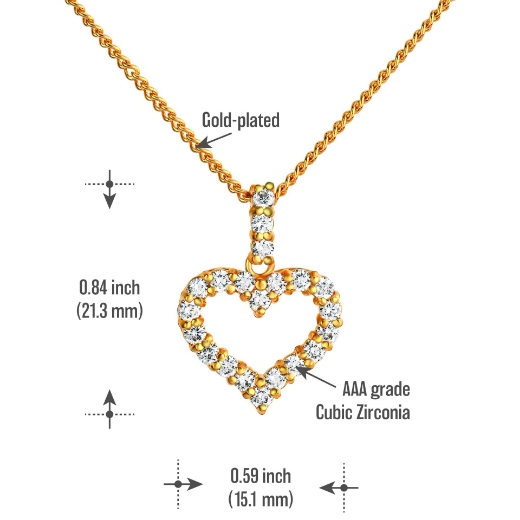 open heart necklace measurement