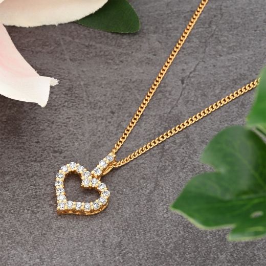 cz gold plated open heart necklace