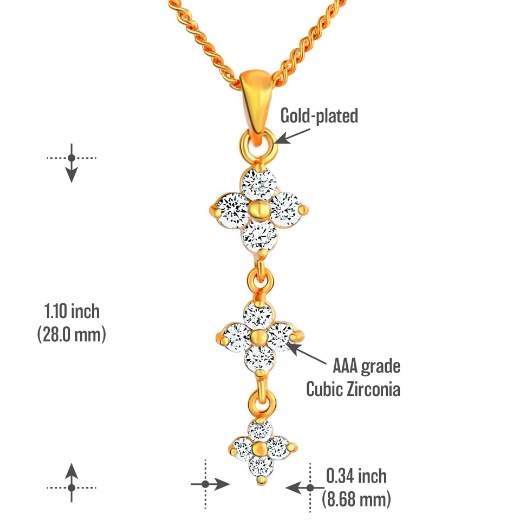 triple flower necklace measurement