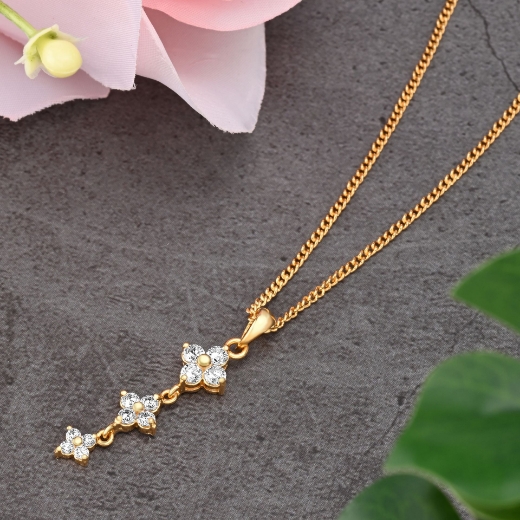 cz triple flower necklace