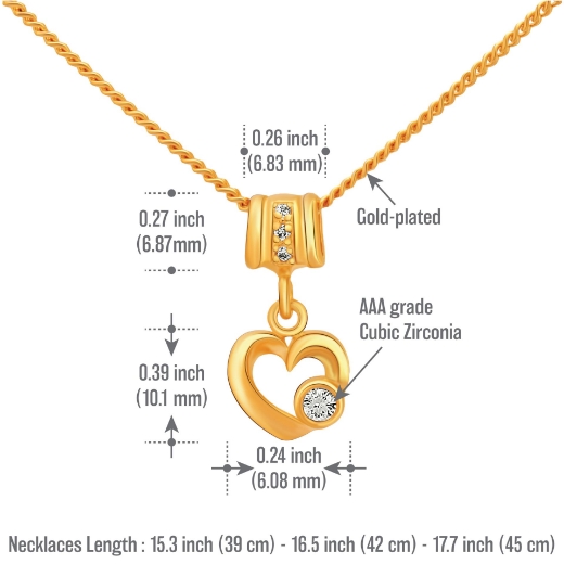 open heart necklace measurement