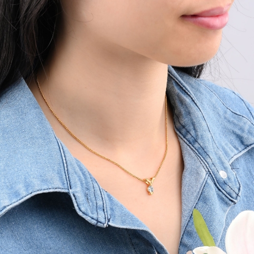 v necklace with cz for women