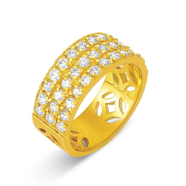 Show details for 3 Row Half Eternity Ring Gold Plated 3 Row Half Eternity Ring