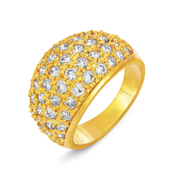 Show details for Pave CZ Dome Signet Ring Band Gold Plated cz gold plated dome ring