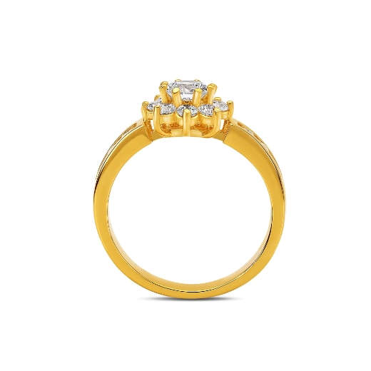 cz gold plated flower ring