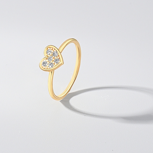 gold plated cz heart ring