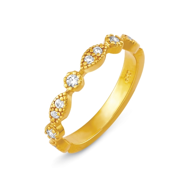 Show details for Beaded CZ Stacking Ring Band Gold Plated Beaded Stacking Ring