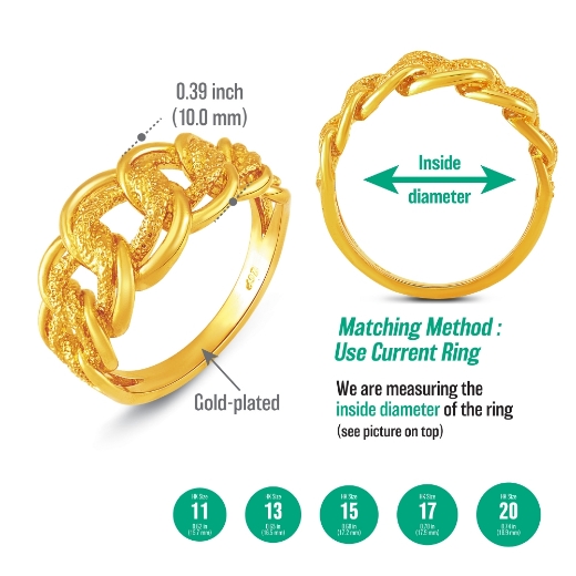 bold double link chain ring measurement