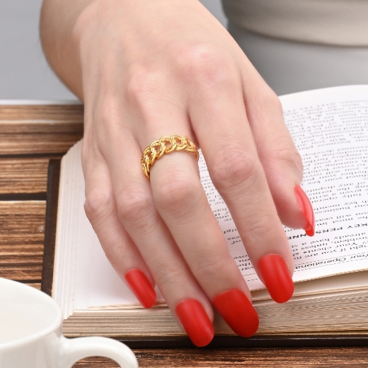 petite double link ring for women