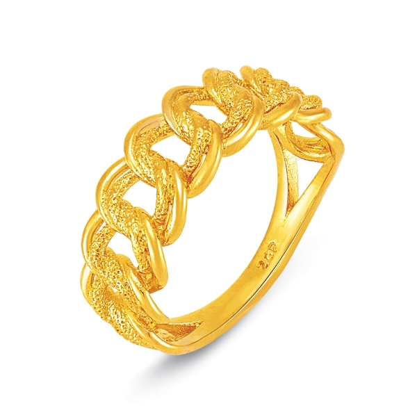 Show details for Petite Double Link Chain Ring Band Gold Plated Petite Double Chain Ring