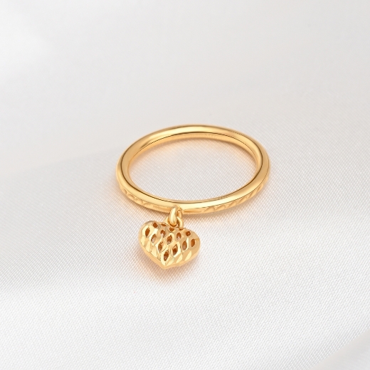 cage heart gold plated ring