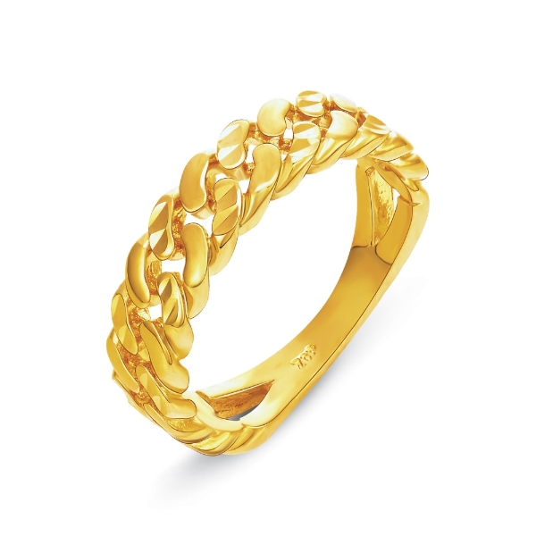 Show details for Petite Curb Chain Ring Band Gold Plated Petite Cub Chain Ring