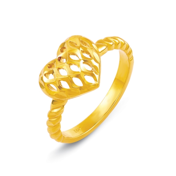 Show details for Simple Heart Ring with Twisted Band Gold Plated Heart Ring with Twisted Band