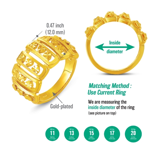 bar heart ring measurement