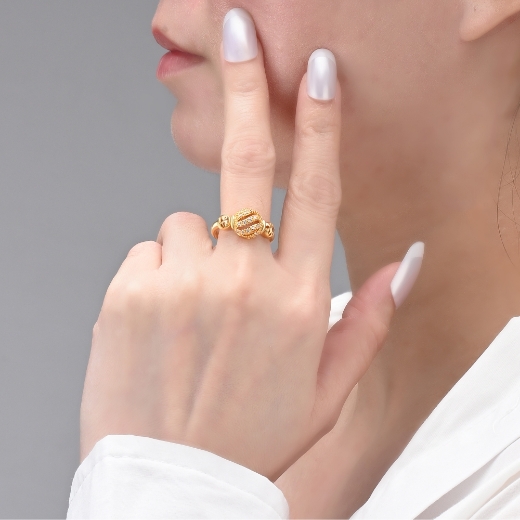 cz gold plated ball bead ring
