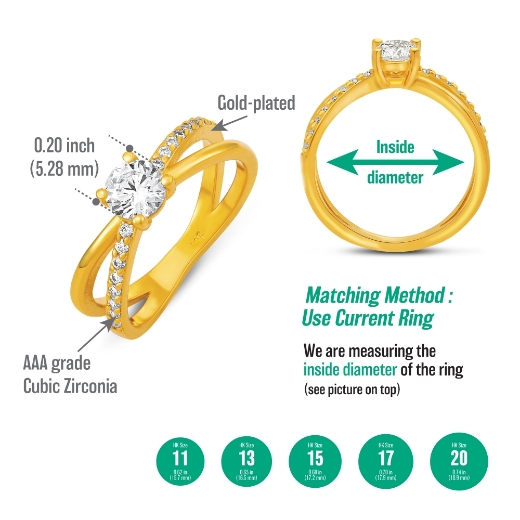 cz criss cross ring measurement